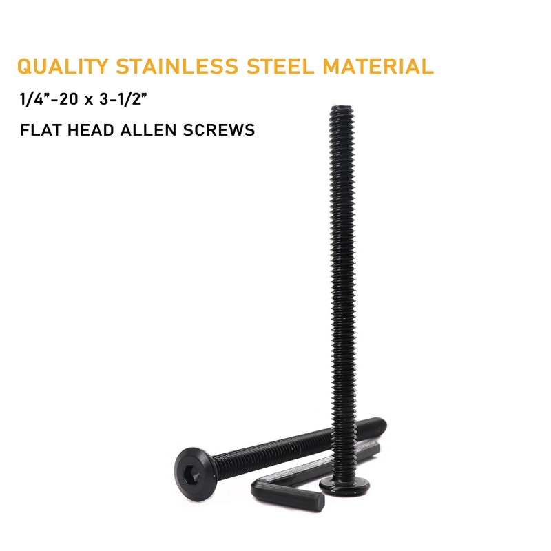 binifiMux 10pcs 1/4"-20 x 3-1/2" Black Rivet Countersunk Socket Cap