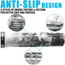 TOPCABIN Bike Grips Double Lock on Locking Bicycle Handlebar Grips Rubber Grips Cycle Bicycle Mountain Bike BMX Floding((Aluminum lock plug + Rubber Camouflage Grips) White 1 Pair)