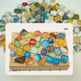 Mixed Color Mosaic Tiles, 1.1 lbs – Hand-Painted Crystal Glass Tiles, Unique Shapes, Ideal for DIY Crafting, Bathroom, Kitchen, Living Room, Garden, Outdoor Decor (Crystal Hand-Painted)