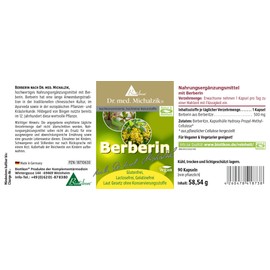 Berberine – Dr. Michalzik – Barberry | Sour Thorn – 500 mg per capsule – without additives – from BIOTIKON®