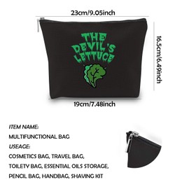 Generic, WCGXKO Funny Weed Lover Gift Devils Lettuce Weed Bag Stoner Gift Humor Cosmetic Toiletry Bag (DEVILS LETTUCE)