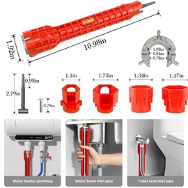 Lyxhag 14 in 1 Faucet and Sink Wrench,Multifunctional Sink Wrench,for Toilet, Sink, Bathroom, Kitchen Plumbing Installation and Repairs