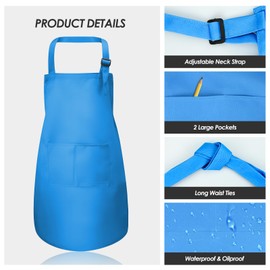 CECOMBINE 10Pcs Kids Apron, Adjustable Blank DIY Children Chef Aprons with Pockets, Boy Girl Apron for Cooking, Baking, Painting, Gardening