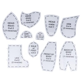 10 Pcs Memory Bear Template Ruler Set 12 Inch Acrylic Memory Bear Sewing Patterns Cutting Set Reusable Teddy Bear Quilting Templates for Beginners (30cm)