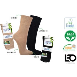 Leo Design 4 Pack Cotton Seacell Dress Socks, for Men & Women, Breathable, For Business & Everyday, Comfortable, Super Soft, (US, 6-9, Black+Beige)