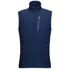 33,000ft - Smanicato leggero in softshell per uomo, impermeabile e antivento, gilet senza maniche per ciclismo, corsa, escursionismo, golf, lavoro, Blu scuro, L