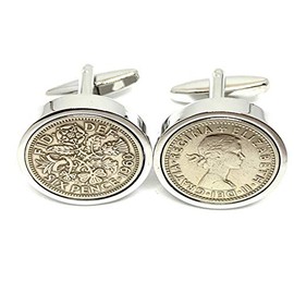 Premium 1960 Lucky sixpence cufflinks for a 64th Birthday Gift for men cufflinks HT