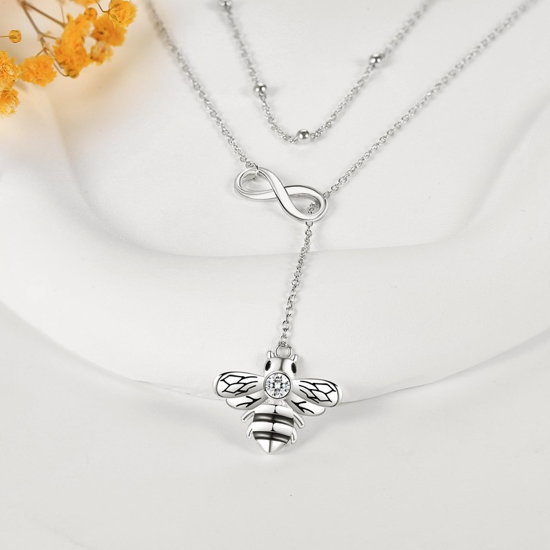 YFN Women's Bee Necklace, 925 Silver, Bee Pendant, Accessories, Goods,