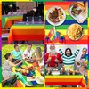 Disposable Rainbow Table Cloth with 10 PCS Napkins, Plastic Oil