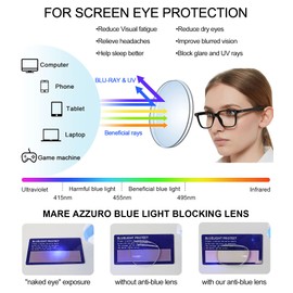 MARE AZZURO Computer Reading Glasses Women Blue Light Blocking Readers 0 1.0 1.25 1.5 1.75 2.0 2.25 2.5 2.75 3.0 3.5 4.0 5.0 6.0 (Black, 2.00)