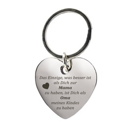 Key Chain Heart with Engraving in German: “The only thing better than having you as a Mum is having you as my child’s Grandma” - Gift for Mothering Sunday or Christmas