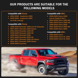 PIT66 Fender Flares, Compatible With 1999-2006 Chevy Silverado GMC Sierra/2000-2006 Suburban Yukon XL/2002-2006 Avalanche 68.4", 78", 69.2", 96" Bed Factory Style Smooth Wheel Flares Set, 4 PCS