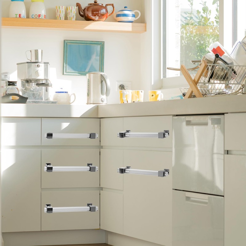 QWORK 5 Pack Clear Acrylic Cabinet Pulls - 5" Hole