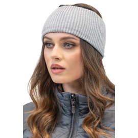 Vivisence Fashionable Winter Women&#39;s Ribbed Yarn Headband Design, Stretchable Width for Versatility Soft and Warm Material Blend for Cold Autumn and Winter Days, Light Grey,UNI