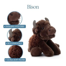 The Petting Zoo Floppy Bison Stuffed Animal Plushie, Gifts for Kids, Wild Onez Wildlife Animals, Bison Plush Toy 9 inches
