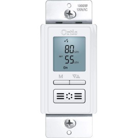 Ortis White Humidity Sensor Switch With Lcd Auto Manual Mode For Bathroom Ventilation