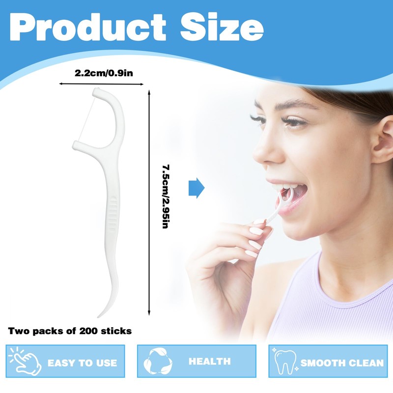 200 Count Tooth Floss Picks, Double Cleaning Tooth Picks Flossers