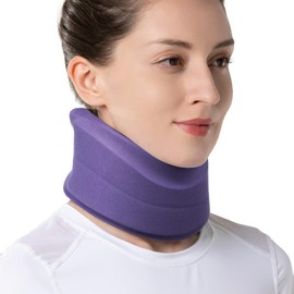 Velpeau Neck Brace for Neck Pain and Strong Support, Soft Cervical Collar for Sleeping Upright, Snoozing - Stabilizes & Relieves Pressure in Spine for Women & Men (Blue, L: 16.5-19.5" / 3" Depth)
