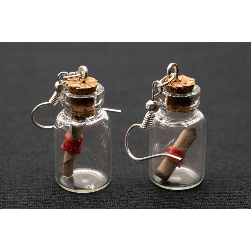 Miniblings Earrings Valentine Message Bottle Post Your Own Hangers Glas