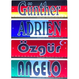 Schmalz® Trucker Truck LED Name Plate with Country Flag - Illuminated Acrylic Light Sign with Country and Desired Text with 12 V or 24 V Power Connection