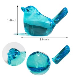 H&D HYALINE & DORA Set of 2 Blue Handmade Glass Bird Figurine Blown Glass Birds Ornament Crystal Glass Animals Decorative Collectible Figurines