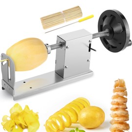 Moongiantgo Manual Tornado Potato Slicer Potato Spiral Cutter 3 in 1 Stainless Steel Twisted Potato Twister French Fry Chips Maker Vegetable Spiralizer for Sweet Potatoes Zucchini Carrots Cucumbers