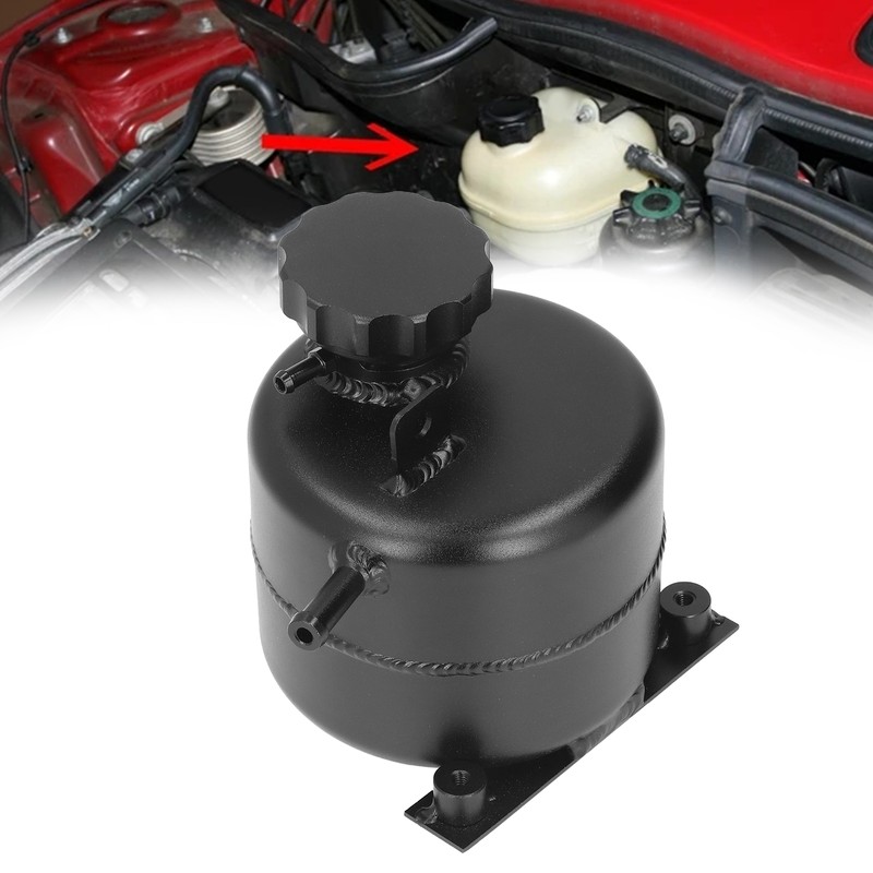 Radiator Coolant Expansion Tank 2.5L Capacity Aluminum Alloy Black Reservoir