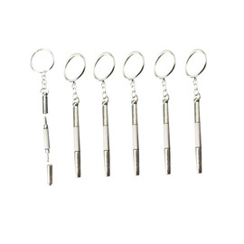 6PCS 3 in 1 Eyeglass Screwdriver Silver Keychain Mini Precision Stainless Steel Eyeglass Screwdriver, Eyeglass Frame Sunglasses, Jewelry and Watches, Electronics, Toy Repair Tools