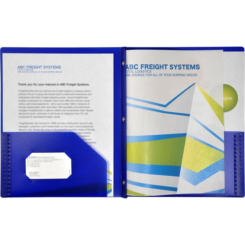 Lion 2-Pocket Plastic Folder with Fasteners, Dark Blue, 1 Folder