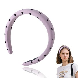 Large Polka Dot Headband Pink Birthday Party Headbands for Adults Elegant Pink Headbands for Women School Girl Costume Vintage Polka Dots Hair Accessories for Braids Short Thin Hair Preppy Hairbands