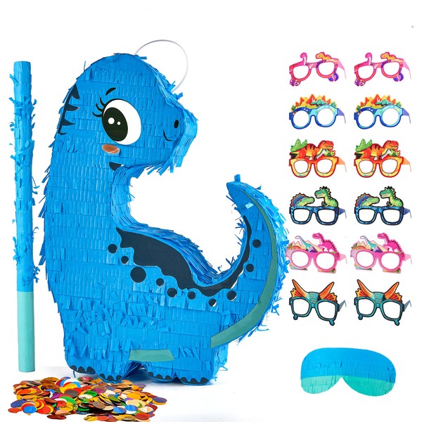 Blue Dinosaur Piñata for Boys,Piñata de Dinosaurio para niños with