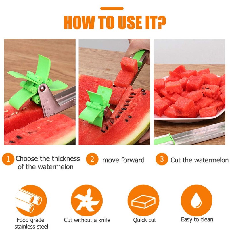 Effortless Stainless Steel Melon Slicing Tool with Windmill Cutter, Baller