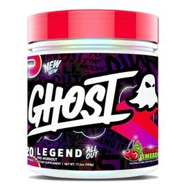 GHOST Polvo preentrenamiento Legend All Out V2, sabor a cereza y lima - 20 porciones - Suplemento preentrenamiento para hombres y mujeres - Energía y bienestar - Cafeína, citrulina, vitaminas B