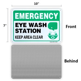 2 Pack Emergency Safety Sign, Eye Wash Station Sign, 10"x 7" .04" Aluminum Sign Rust Free Aluminum-UV Protected and Weatherproof