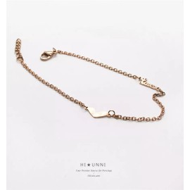 HIUNNI Heart & word love rose gold stainless steel dainty anklet