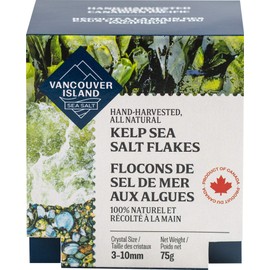 Sea Salt - 75g of Sea Salt Flakes with Kelp Seaweed - Hand-Harvested on Vancouver Island - Perfect for Seasoning, Cooking, and Finishing - Jar of All Natural Flaked Salt