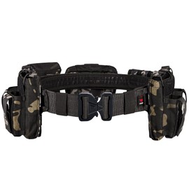 YAKEDA Tactical Battle Belts for Men- Quick Release Trigger Airsoft Belt Heavy Duty Belts with Pouches 7 PCS (Black CP2.0)