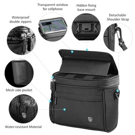 Lixada Touch Screen Bike Front Frame Bag Waterproof Bicycle Phone Bag Phone Holder EVA Handlebar Bag Cycling Front Storage Bag for 7in Large Screen