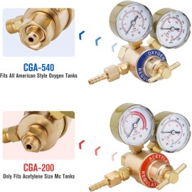 SPARKWHIZ Oxygen and Acetylene Regulators Set with Dual Gauge, CGA200 CGA540 USA Fast