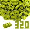 2x4 Building Bricks 320 Pieces, Lime Bricks Bulk Kit, Basic