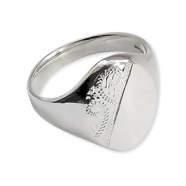 QUALITY UK Sterling Silver Solid Engraved Oval Signet Ring 18 x 13mm Approx 10.0g Size M