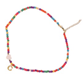 FRCOLOR Colorful Beaded Letter Pendant Necklace for Women Durable Initial Charm Jewelry for Casual and Formal Occasions Unique present for Family and Friends