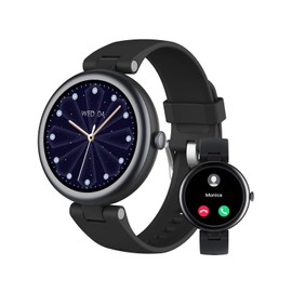 SHANG WING Fitness Tracker, Round Fitness Watches for Women with Bluetooth Call Heart Rate Monitor Sleep Tracker Calorie/Step Counter, Birthday Gift for Women Lady Mom Waterproof (Black)