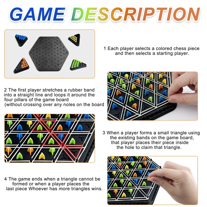 Elsrantor Chains Triangle Chess Game, Triangle Board Games with Rubber