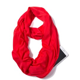 ELZAMA Infinity Loop Solid Color Scarf With Hidden Zipper Pocket For Women, Travel Neck Wrap