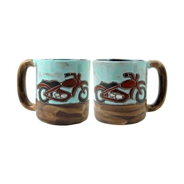 One (1) MARA STONEWARE COLLECTION - 16 Oz Coffee Cup Collectible Dinner Mug - Motorcycle Biker Design