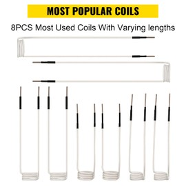 VEVOR Induction Heater Coil Kit 8PCS Most Used Induction Heater Coils with Varying Lengths, Heat Resistant Induction Heater Tool with Flexibility for Removing Rusty Bolts and Nuts, White