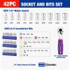 WORKPRO 42PC 1/4" Drive Master Socket Set Metric Qucik-Release Dual