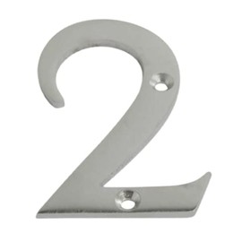 Satin Chrome Door Numbers Screw On 3 Inch Number 2 Door Number Elegant and Bold Door Numerals Suitable for All Door Types Including Wooden uPVC and Composite.
