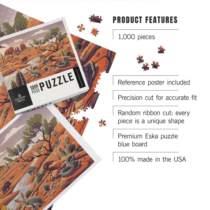 Lantern Press Wildlife Utopia, Desert Landscape, 1000 Piece Jigsaw Puzzle